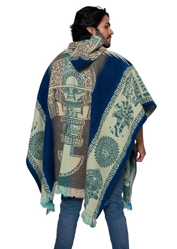 Alpaca Land, Handmade Ecuadorean Alpaca Wool Ponchos - color: Blue Ibarra