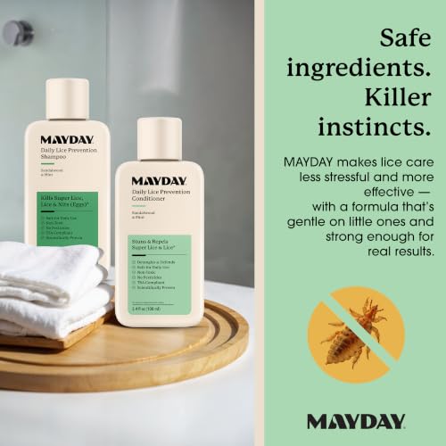 MAYDAY Daily Lice Routine, 3.4oz Shampoo & Conditioner, Sandalwood & Mint - style: Daily Bundle - Travel