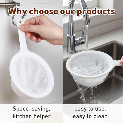 Ultra-Fine Nylon Mesh Strainer 5.51 Inch, Kitchen Food Yogurt Mesh Sieve, Plastic Sieve Fine Mesh with Handle, Mini Brine Shrimp Separation for Filtering Juice Milk Soy Coffee Honey Wine (400 mesh)