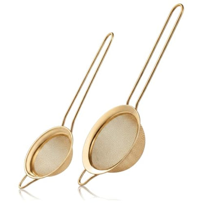 2 Pack Fine Mesh Strainers, Stainless Steel Sieve with Handle for Kitchen