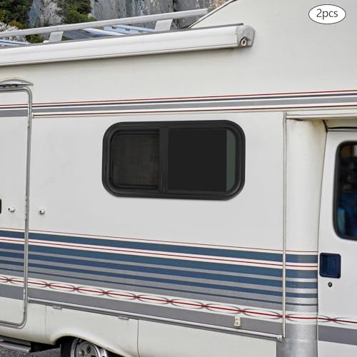 Vertical Sliding Black RV Window for Teardrop, Cargo, Horse Trailer, Marine Camper Window Replacement,12" Wide x 24" Tall, 2 Pack (12"x24") - size: 12"x24"