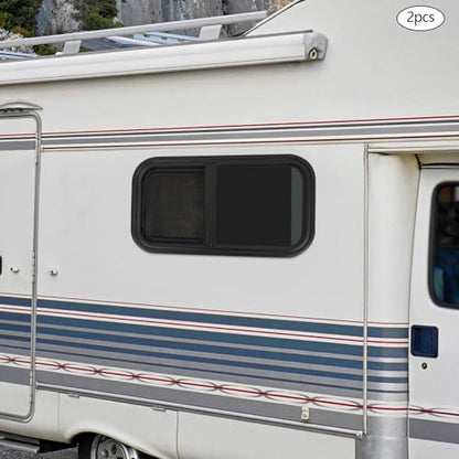 Vertical Sliding Black RV Window for Teardrop, Cargo, Horse Trailer, Marine Camper Window Replacement,12" Wide x 24" Tall, 2 Pack (12"x24") - size: 12"x24"