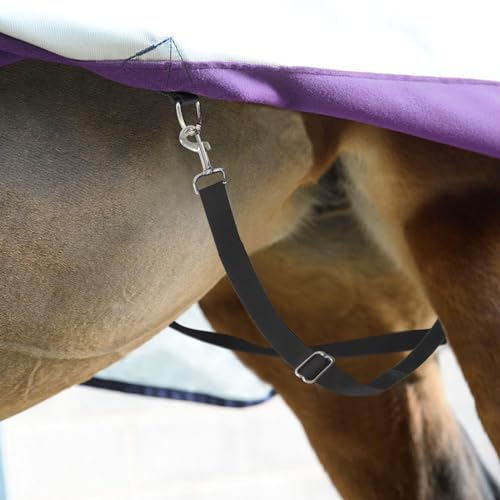 Harrison Howard Half Elastic Horse Blanket Leg Straps Replacement, Adjustable Leg Straps with Controlled Stretch for Heavy Blankets, Secure Fit for Turnout, Stable & Transport Black Full Large - size: Half-Way Horse Leg Straps