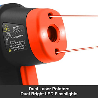 BTMETER BT-1500 Pyrometer 30:1 Industrial Laser Thermometer Gun, -58℉ to 2732℉ Non Contact High Temp Infrared Thermometer Digital IR Temperature Gauge Orange(NOT for Human Temp Test) - color: Orange