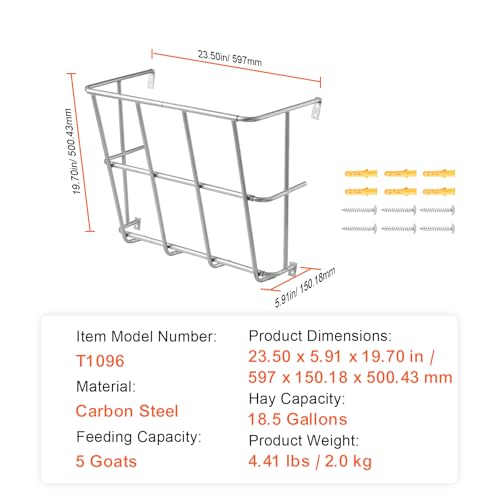 Happybuy Livestock Hay Feeder, 18.5 Gallons Large Capacity, Heavy-Duty Steel Goat Hay Rack,24.4" Long Wall Mounted Horse Hay Holder, Multiple Sided Feeding Rack for Sheep Farm Livestock Indoor Outdoor