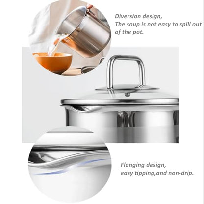 Stainless Steel Saucepan With Glass Lid, Sauce Pan, 2.5 Quart Cooking Pot, Perfect For Boiling Milk, Sauce, Gravies, Pasta, Noodles - size: 2.5 Quarts