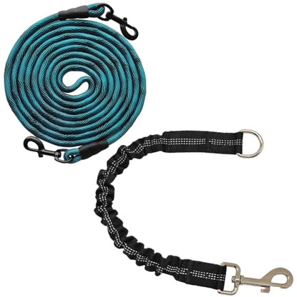 8FT Dog Tie-Out Rope + Bungee Dog Leash Extension