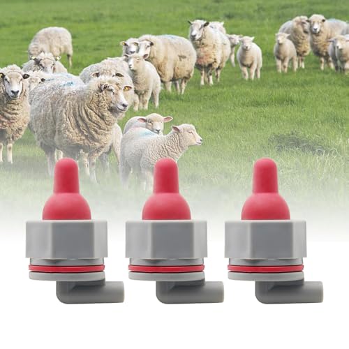 3 Pack Goat Nipple Soft Rubber Lamb Milk Nipples with Fixed Base - color: Red+Grey, size: 1 Count (Pack of 3)