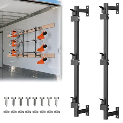 Weed Eater Rack for Enclosed Trailer,Trimmer Rack for Enclosed Trailer | Weedeater Rack for Trailer,3 Place Trailer Racks for Lawn Equipment,Weed Wacker Rack For Enclosed Trailer&Garage,Black Steel