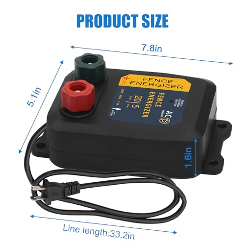 Electric Fence Charger, 5 Mile Electric Fence Energizer,Electric Fence for Preventing Wild Animals Intruding - color: 5 MILE, size: 2/5 MILE SET