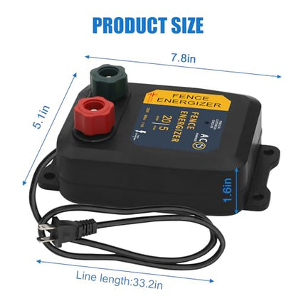 Electric Fence Charger, 5 Mile Electric Fence Energizer,Electric Fence for Preventing Wild Animals Intruding - color: 5 MILE, size: 2/5 MILE SET