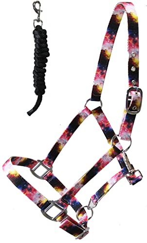 CHALLENGER Nylon Premium Horse Tack Fully Adjustable Galaxy Patterned Halter Lead 606182 - color: Galaxy Print