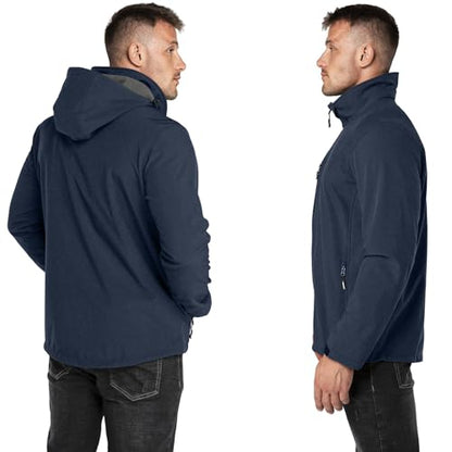 Outdoor Ventures Men's Softshell Jacket Waterproof Fleece Rain Shell Coat - color: Midnight Blue Heather, size: 3X-Large