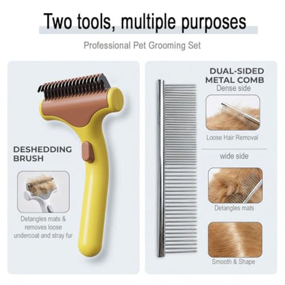 Undercoat Rake for Dogs & Cats, yellow - color: yellow