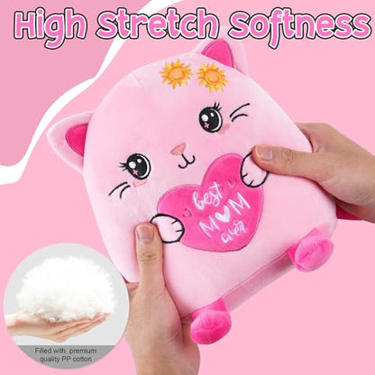 Best Mom Ever Gifts, 10-Inch Pink Cat Stuffed Animal Mom Birthday Gift from Daughter Son, Unique Present Ideas for Birthday Mother’s Day Christmas, Cute Plush Toy for Girl Boy New Moms - style: Mom Cat