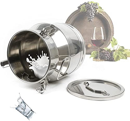 3.16Gallon Stainless Steel Milk Can Ice Bucket Wine Bucket,Water Jug Liquid Storage Pail,Commercial Fermentation Barrel,Canisters for Kitchen - size: 12L