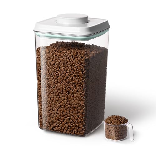 Ankou Dog Food Storage Container with 130ml Scoop – 4L/4.2qt Airtight Dog Food Container for Kibble & Treats, BPA-Free Cat Food Storage Container, Stackable Pop Lid Plastic Container with Lid - color: 4.2Qt