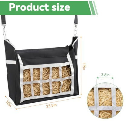 Slow Feeder Horse Hay Bag, Design for Goats ,Horse ,Donkey ,Sheep, Premium Oxford Hay Feed Bags with Front Hay Nets Design, Large Opening with Drawstring and Adjustable Strap for Easy Hanging, 2pcs - size: 2 Pcs