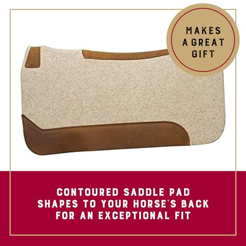 Weaver Equine Wool Blend Felt Western Saddle Pad for Horses, 30" x 30" | Shock-Absorbing Shape Helps Reduce Pressure & Improve Comfort for Long Rides, Daily Training, Trail & Barrel Work, Tan