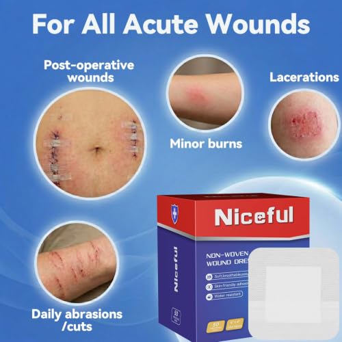Niceful Island Dressing 4" x 4" Bandages for Wounds, 50 Count - size: 4"x4"(50 Pcs)