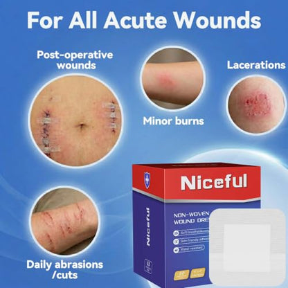 Niceful Island Dressing 4" x 4" Bandages for Wounds, 50 Count - size: 4"x4"(50 Pcs)