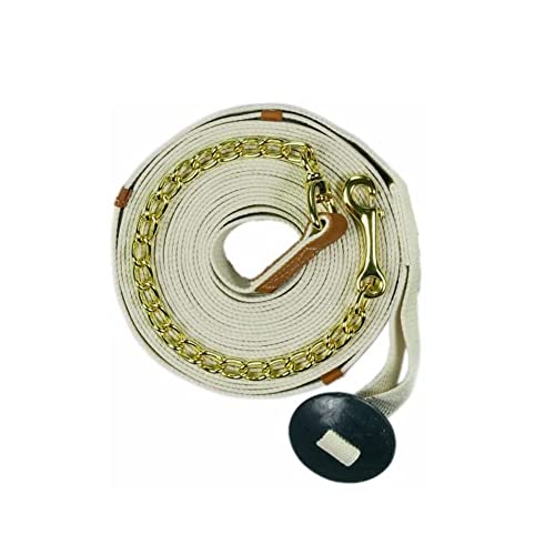 Centaur Equestrian XL Natural Cotton Web Lunge Line w/Chain and Donut - 35 Ft - Training or Lungeing Aid for Horse