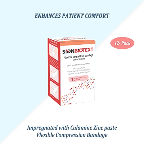 Unna Boot with Zinc and Calamine - Flexible Compression Bandage Moist Healing Environment Comfort Wrap Bandage Medical Dressing 3 Inches X 30 Foot Roll - size: Pack of 12, style: 3" Zinc and Calamine