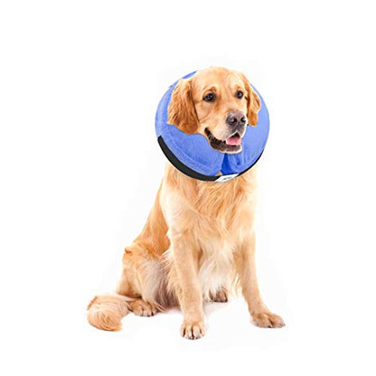 MCHY Inflatable Dog Cone,Adjustable Recovery Collar for Dogs After Surgery,Prevent from Biting & Scratching,Not Block Vision (Blue, L-Neck 15''- 20'') - color: Blue, size: L-Neck 15"- 20"