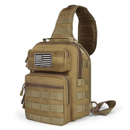 HAOMUK Tactical Sling Bag Backpack Military Rover Shoulder Sling Pack Small EDC Crossbody Chest Bag for Men - color: Khaki