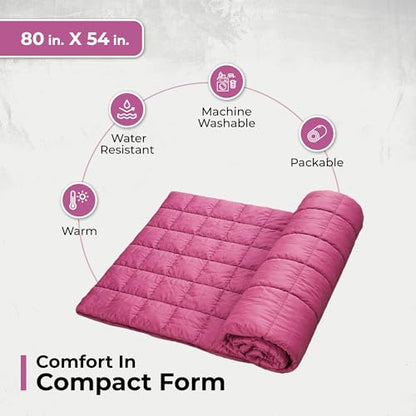 Puffy Blanket for Cold Weather - Down Camping Blanket with Sustainable Insulation, Lightweight & Warm Outdoor Camping Quilt, Water-Resistant, Compact & Packable