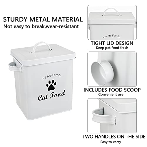 Geyecete Pet Treat and Food Storage Tin with Lid - 5lbs Capacity - Serving Scoop Included … -CAT - size: CAT FOOD