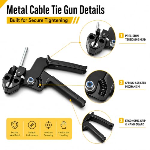 200 Pcs Metal Zip Ties Gun Kit, Heavy Duty Stainless Steel Zip Ties - size: 11.8 in
