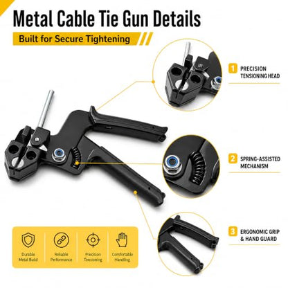 200 Pcs Metal Zip Ties Gun Kit, Heavy Duty Stainless Steel Zip Ties - size: 11.8 in