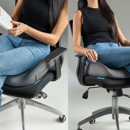 Ergo Office Chair Cushion for Back Pain, Sciatica, Tailbone Pain Relief | Extra Large Office Chair Cushion for Healthy Sitting Posture, Sciatica Pain Relief Pillow With Extra Cover (Gray) - color: Dark Gray & Light Gray