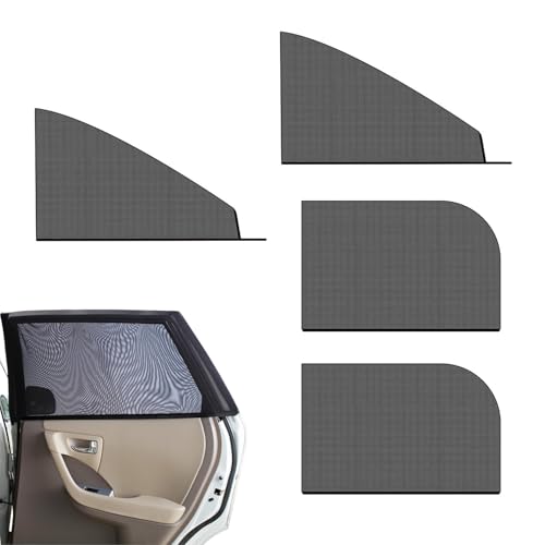 4 PCS Car Side Window Shades, Sun Blocking Dustproof Shield for Baby Kids, High-Density Mesh Privacy Protection Curtain, Foldable Cover for Front & Rear Windows (Black)