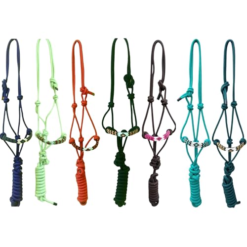 Majestic Ally Padded Beaded Nose Braided Rope Halter with 10' Matching Lead - Full (Black) - color: Black