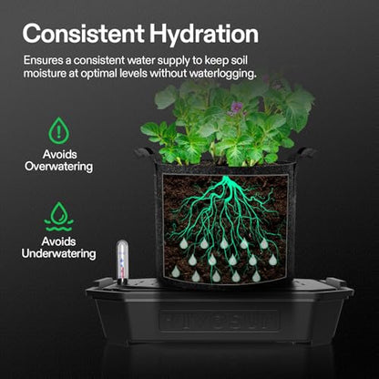 VIVOSUN 4-Pack FlexFeed Self-Watering Pots with Grow Bags, Auto Irrigation - size: 4-Pack Pots with Bags