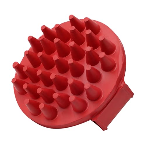Grewal Equestrian Round Curry Comb with Handle (Red) - color: Red