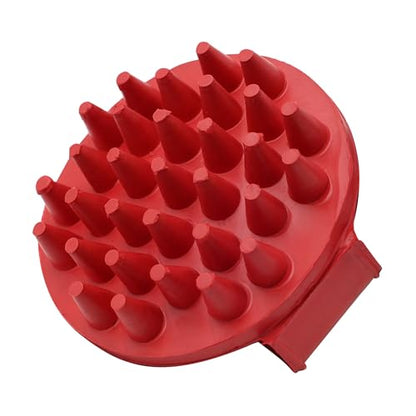 Grewal Equestrian Round Curry Comb with Handle (Red) - color: Red