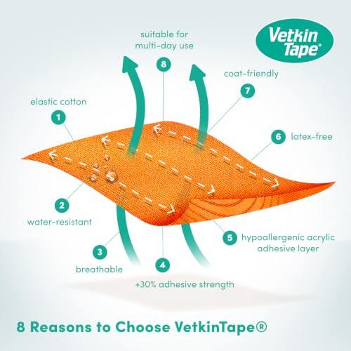 VetkinTape Canine & Equine Kinesiology Tape | Veterinary Tape 2.4" - color: Orange