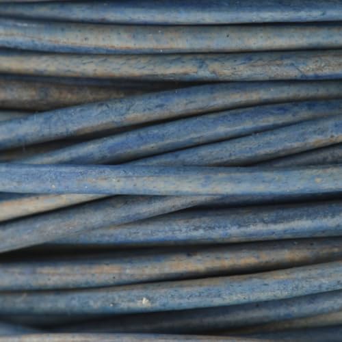 The Beadsmith Leather Cord – Dyed Antique Blue – 1mm Spool – 25 Yards/22.86 Meters – Indian Leather Thong Ideal for Braiding, Beading, Necklaces, Fine Lacing, Hair Accessories & DIY Jewelry Making - size: 1mm, style: Dyed Antique Blue – 25 Yards