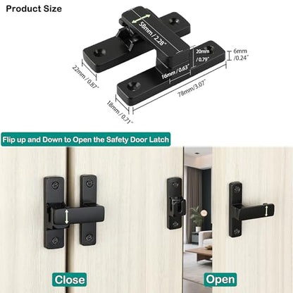 Mooche Sliding Barn Door Lock, 90/180 Degree Flip Door Lock Latch, Black - color: Black