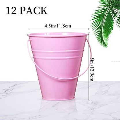 Sadnyy 12 Pack 4.5 X 5 inch Pastel Metal Buckets - color: Pastel, size: 4.5 x 5 in