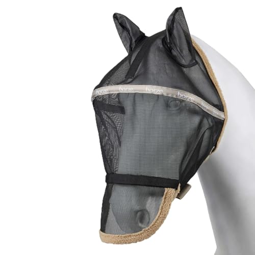 Horze Wire-Framed Soft Mesh Fleece-Lined Fly Mask with UV Protection - Atmosphere - M - color: Atmosphere, size: M