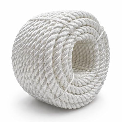 5071lbs Heavy Duty PP/Polyester/Nylon Rope, White, 1/2inX98FT | Weather-Resistant & Waterproof Rope for Pool, Camping, Construction & Rigging Applications - color: White, size: 1/2in X 98FT