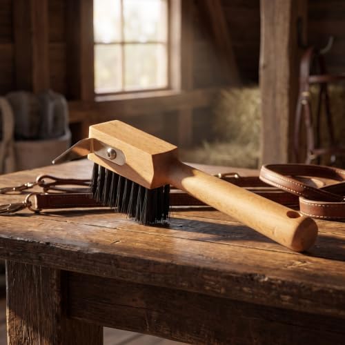 Hemoton Horse Hoof Brush Wooden Handle Hoof Care Tool for Cattle Sheep and Camels Metal Bristles for Cleaning Trimming and Grooming Portable 6.69 X 3.93 X 1.18 in