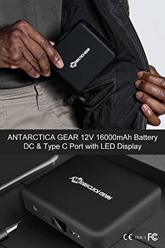 ANTARCTICA GEAR Heated Jacket with 12V 16000mAh Battery Pack, Polar Fleece Coat for Men Women, Fit Zip Hood Winter Jacket - color: Black, size: Medium