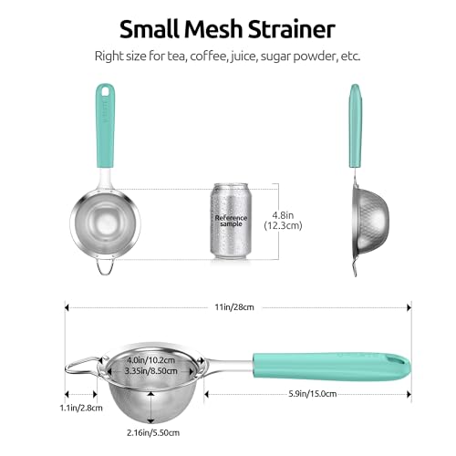U-Taste Fine Mesh Strainer, 18/8 Stainless Steel Sieve 30 Mesh, S/Aqua Sky - color: (1) Aqua Sky, size: S-3.35in