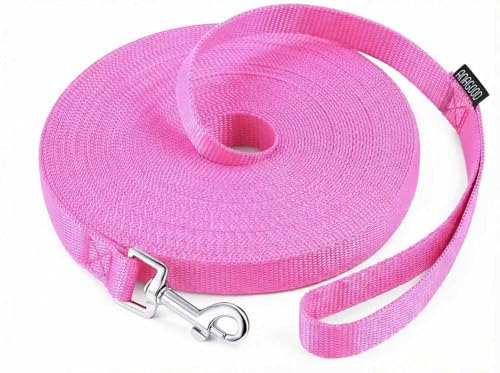 Long Dog Leashes for Medium,Large & Small Dogs Training 15FT/20FT/30FT/50FT/100FT - color: Pink, size: 1 Inch x 20 Feet