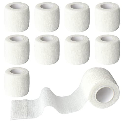 2 Inches Self Adhesive Bandage Wrap Cohesive Wrap, 9 Pack, White - color: White, size: 2 Inch